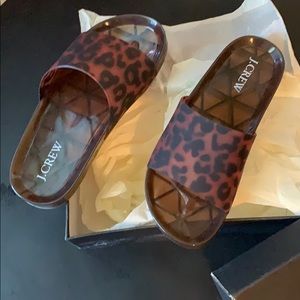 NWT J. Crew Women's Tortoise Jelly Pool Slides